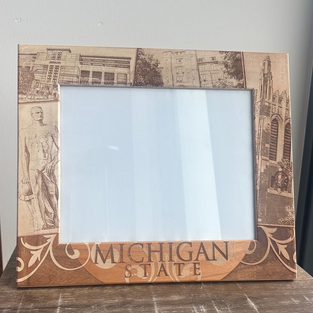Michigan State Wooden Picture Frame, Holds 7.5in x 9.5in photo